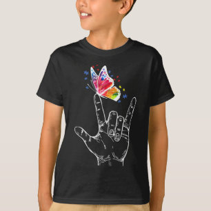 Ich Liebe, du händest Gebärdensprache Butterfly Au T-Shirt