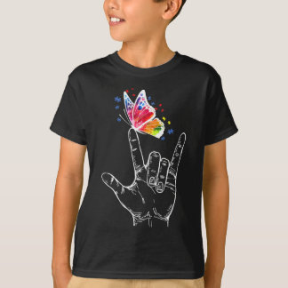 Ich Liebe, du händest Gebärdensprache Butterfly Au T-Shirt
