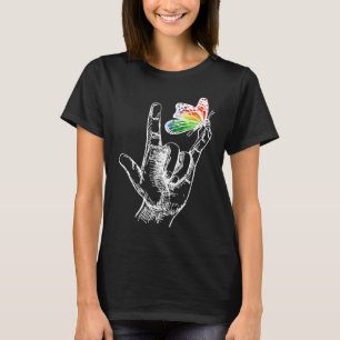 Ich Liebe, du händest Gebärdensprache Butterfly Au T-Shirt