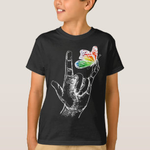 Ich Liebe, du händest Gebärdensprache Butterfly Au T-Shirt