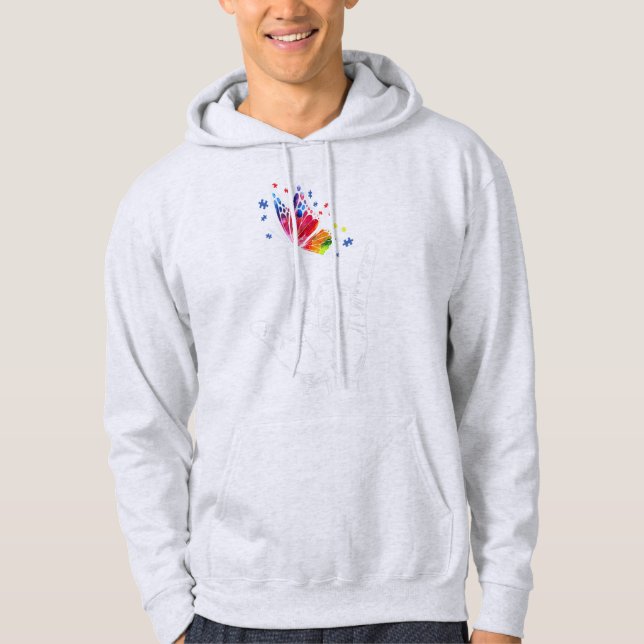 Ich Liebe, du händest Gebärdensprache Butterfly Pu Hoodie (Vorderseite)