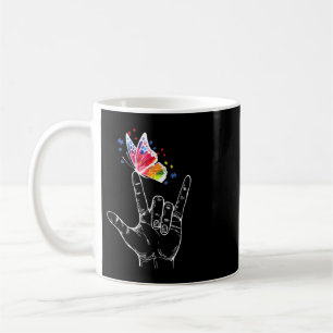 Ich Liebe, du händest Gebärdensprache Butterfly Pu Kaffeetasse