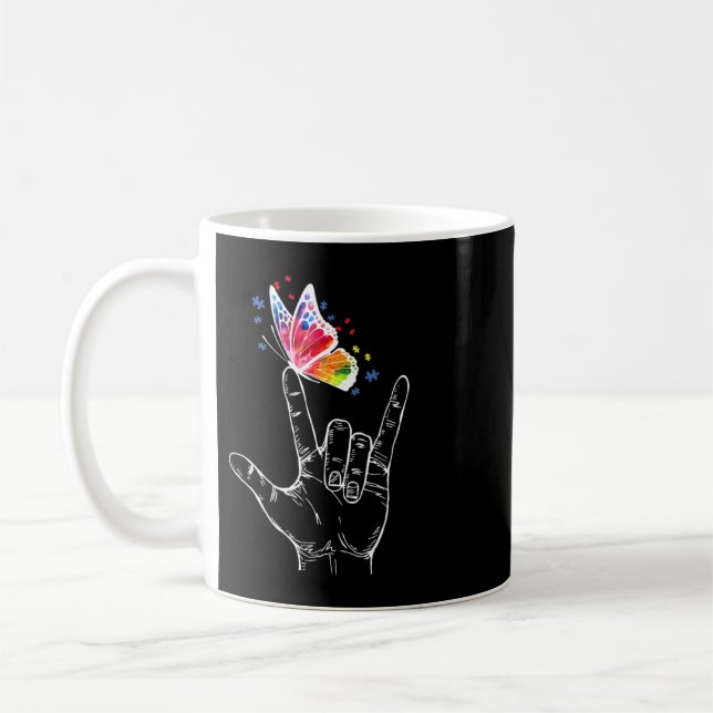 Ich Liebe, du händest Gebärdensprache Butterfly Pu Kaffeetasse (Links)