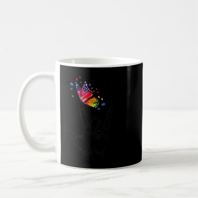 Ich Liebe, du händest Gebärdensprache Butterfly Pu Kaffeetasse (Links)