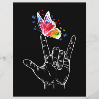 Ich Liebe, du hängst Gebärdensprache-Butterfly-Aut Briefbogen