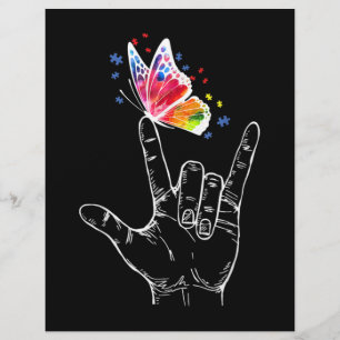 Ich Liebe, du hängst Gebärdensprache-Butterfly-Aut Briefbogen