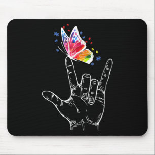 Ich Liebe, du hängst Gebärdensprache-Butterfly-Aut Mousepad