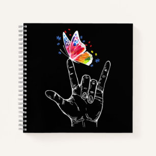 Ich Liebe, du hängst Gebärdensprache-Butterfly-Aut Notizbuch