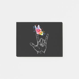 Ich Liebe, du hängst Gebärdensprache-Butterfly-Aut Post-it Klebezettel