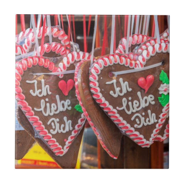 Ich Liebe, du hast am Feiertag ein Lebkuchenherz. Fliese (Vorderseite)