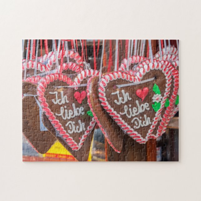 Ich Liebe, du hast am Feiertag ein Lebkuchenherz. Puzzle (Horizontal)