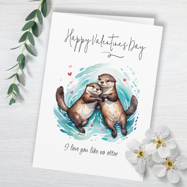 Ich Liebe, du magst keinen anderen Valentinstag Karte (I Love You Like No Otter Pun Valentine's Day Card)