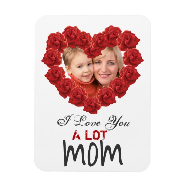Ich Liebe, du Mama Rose angepasste Foto Magnet (Vertikal)