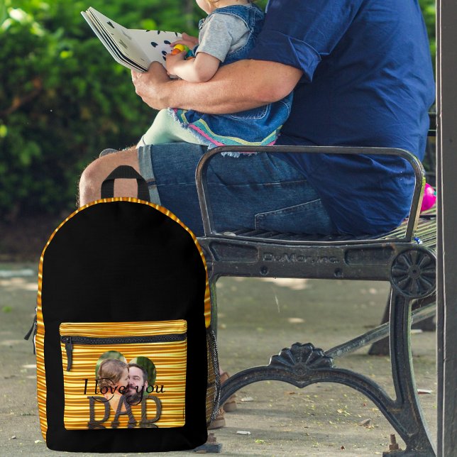 Ich Liebe, du Papa Foto hellgelb Bedruckter Rucksack (Von Creator hochgeladen)