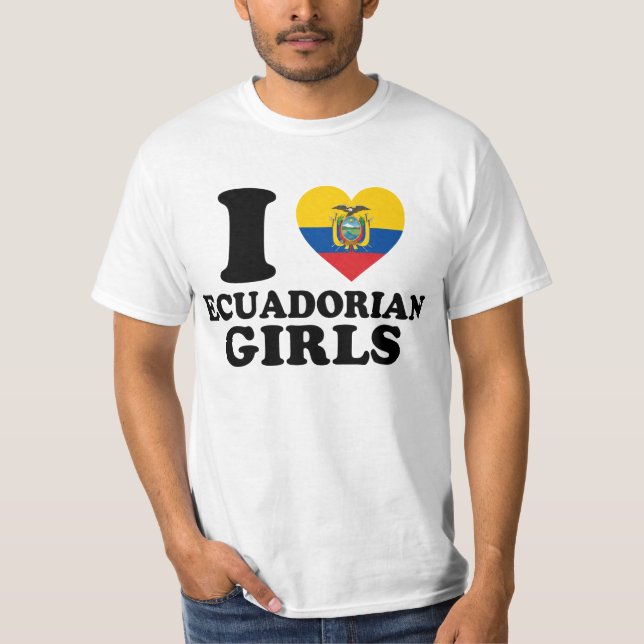 Ich liebe ecuadorianische Mädchen Ecuador-Flagge H T-Shirt (Vorderseite)