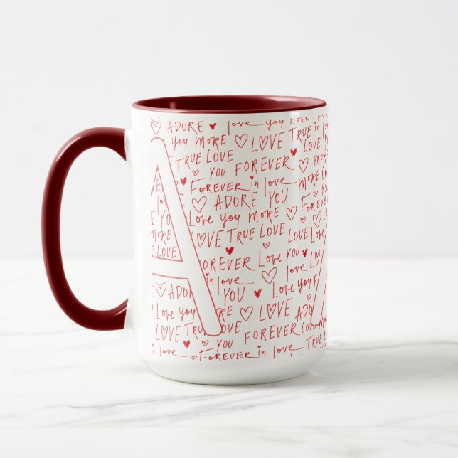 Ich liebe ein Du — Personalisierter Anfangsbuchsta Tasse (Links)