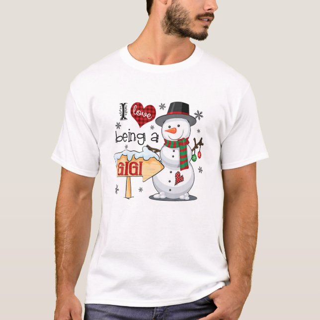 Ich Liebe ein Gigi Snowman Funny Weihnachten T-Shirt (Vorderseite)