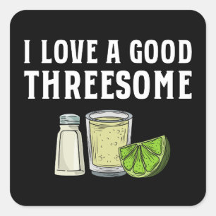 Ich liebe ein gutes Dreiergespann Tequila Limette Quadratischer Aufkleber