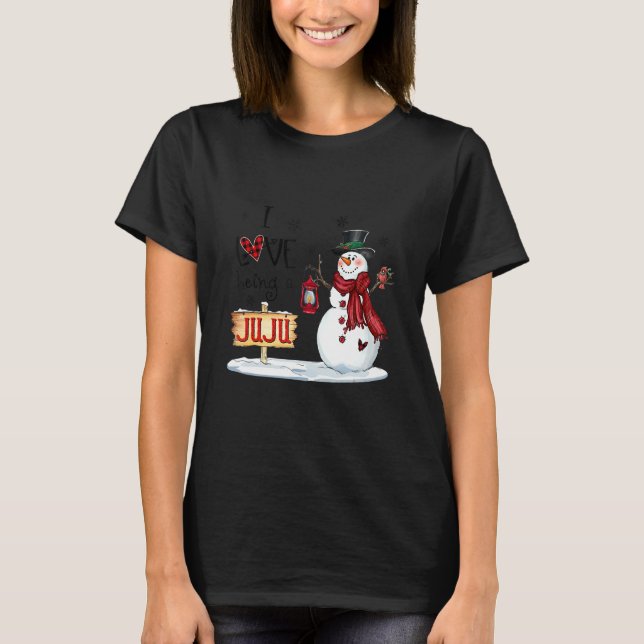 Ich Liebe, ein Juju Snowman Weihnachten Niedlichen T-Shirt (Vorderseite)