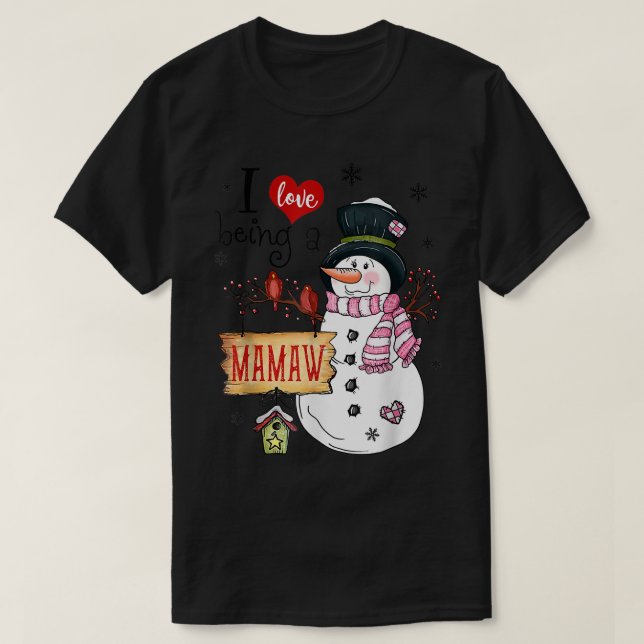 Ich Liebe ein Mamaw Snowman Weihnachten Funny Xmas T-Shirt (Design vorne)