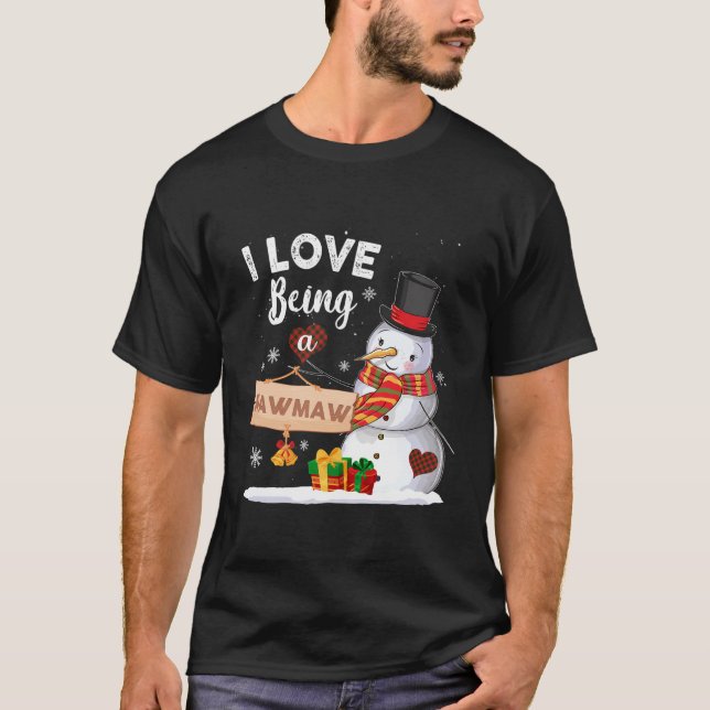 Ich Liebe, ein Mawmaw Snowman Familie Weihnachtsgi T-Shirt (Vorderseite)