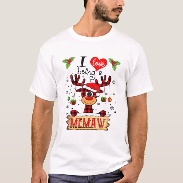 Ich Liebe, ein Memaw Rentier Weihnachten Weihnacht T-Shirt (Vorderseite)