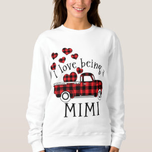 Ich Liebe ein MiMi Red Truck mit Herzvalentine zu Sweatshirt