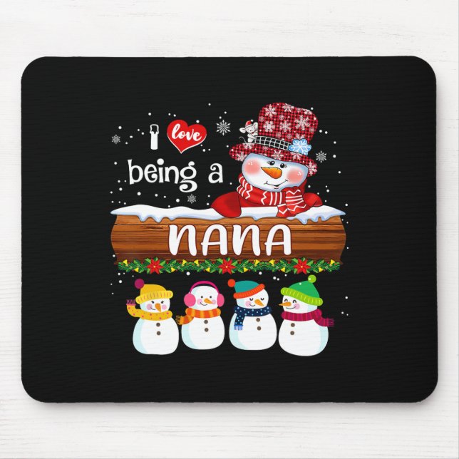 Ich Liebe, ein Nana Snowman Fun frohe Weihnachten  Mousepad (Vorne)