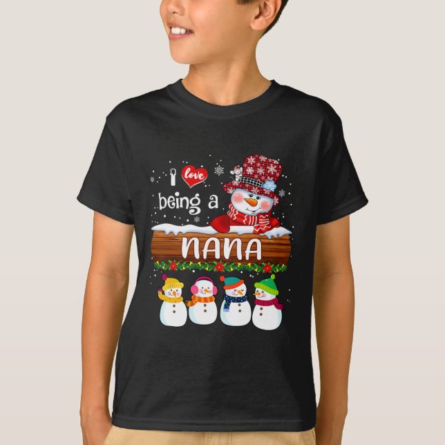 Ich Liebe, ein Nana Snowman Fun frohe Weihnachten  T-Shirt (Vorderseite)