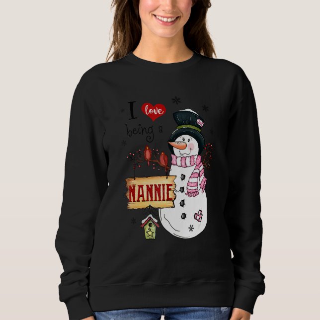 Ich Liebe, ein Nannie Snowman Weihnachten Weihnach Sweatshirt (Vorderseite)