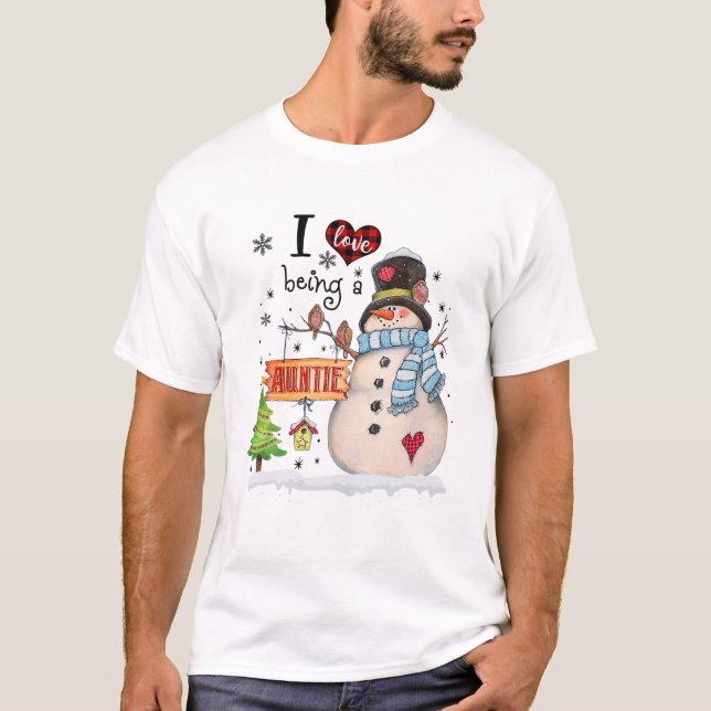 Ich Liebe ein Tante Snowman Weihnachten Weihnachte T-Shirt (Vorderseite)