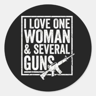 Ich liebe eine Frau mehrere Waffen Ehemann Lustige Runder Aufkleber