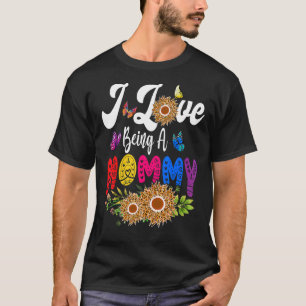 Ich Liebe, eine Mommy Leopard Sunflowers Butterfli T-Shirt