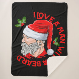 Ich Liebe einen Mann mit Bart Hipster Weihnachtsma Sherpadecke