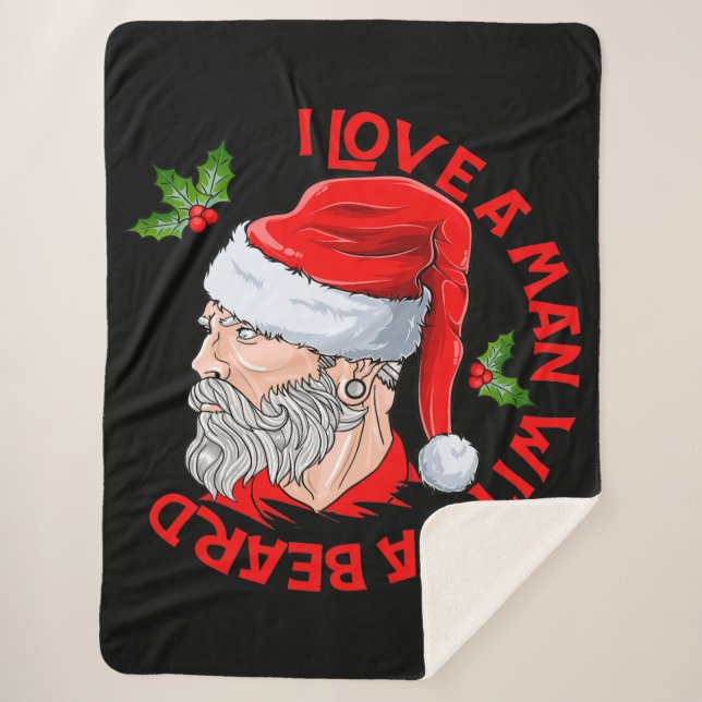 Ich Liebe einen Mann mit Bart Hipster Weihnachtsma Sherpadecke (Vorderseite)