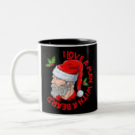 Ich Liebe einen Mann mit Bart Hipster Weihnachtsma Zweifarbige Tasse