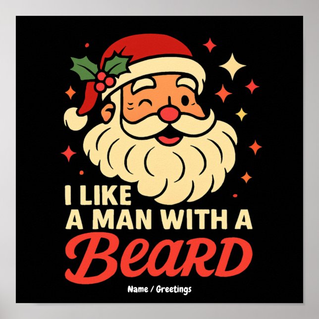 Ich Liebe einen Mann mit Bart Weihnachtsmann lusti Poster (Vorne)