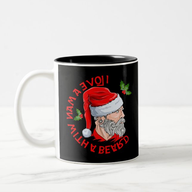 Ich Liebe einen Mann mit Bart-Weihnachtsmann Zweifarbige Tasse (Links)
