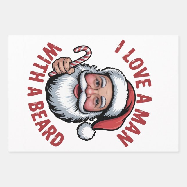 Ich liebe einen Mann mit einem Bart Bärtiger Weihn Geschenkpapier Set (Vorderseite)