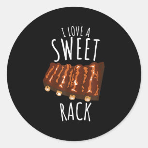 Ich Liebe einen süßen Rack Funny Grillen Grilling Runder Aufkleber