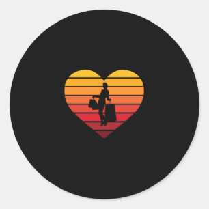 Ich liebe Einkaufen Retro Sonnenuntergang Herz Runder Aufkleber