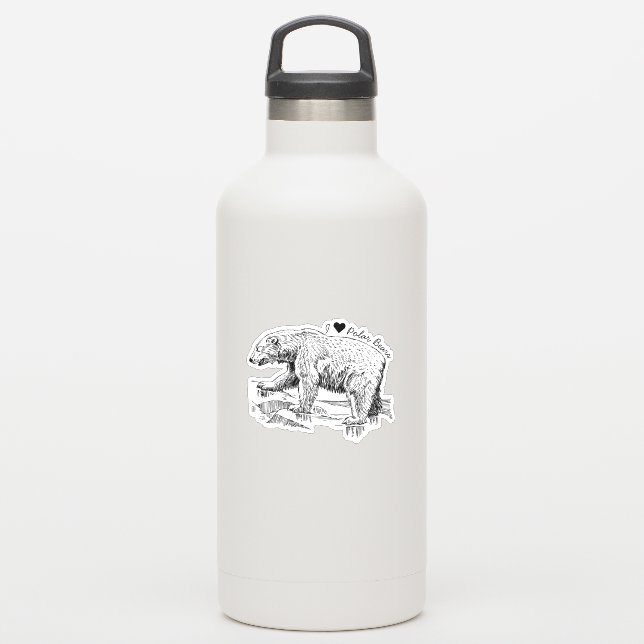 Ich liebe Eisbären Aufkleber (Wassserflasche)