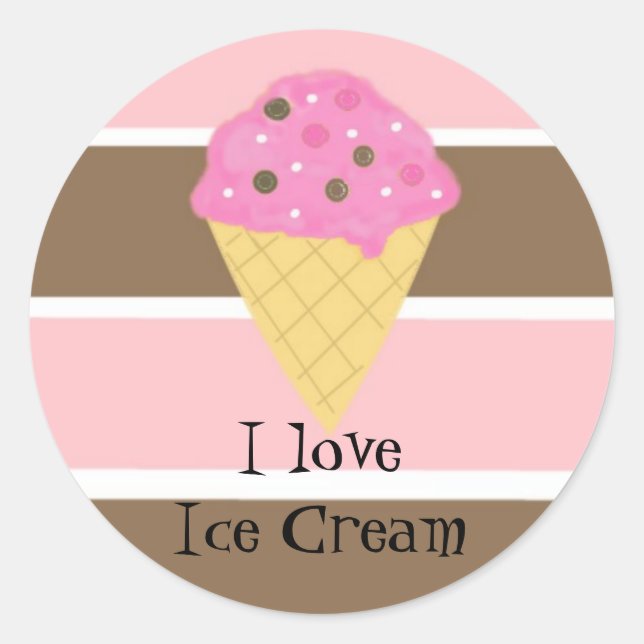 Ich liebe Eiscreme Runder Aufkleber (Vorderseite)