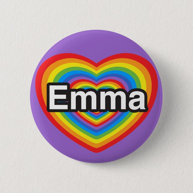 Ich Liebe Emma. Ich Liebe dir Emma. Herz Button (Vorderseite)