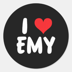 Ich liebe Emy - Herz - Name  Runder Aufkleber