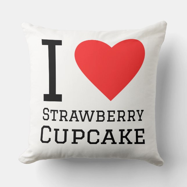 Ich liebe Erdbeercupcake Kissen (Vorderseite)