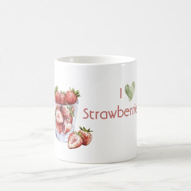 Ich liebe Erdbeeren  Kaffeetasse (Mittel)
