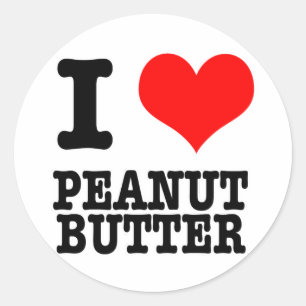 ICH LIEBE ERDNUSSBUTTER RUNDER AUFKLEBER