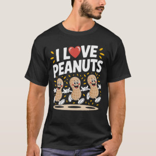 Ich liebe Erdnüsse Lustiges Cartoon-Design retro T-Shirt