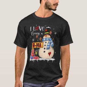 Ich liebe es, ein G-ma Schneemann Xmas Santa Famil T-Shirt